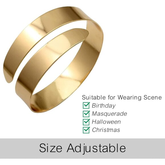 Adjustable Gold Upper Arm Jewelry Cuff Bracelet Armlet Armband Bangle - Picture 3 of 7